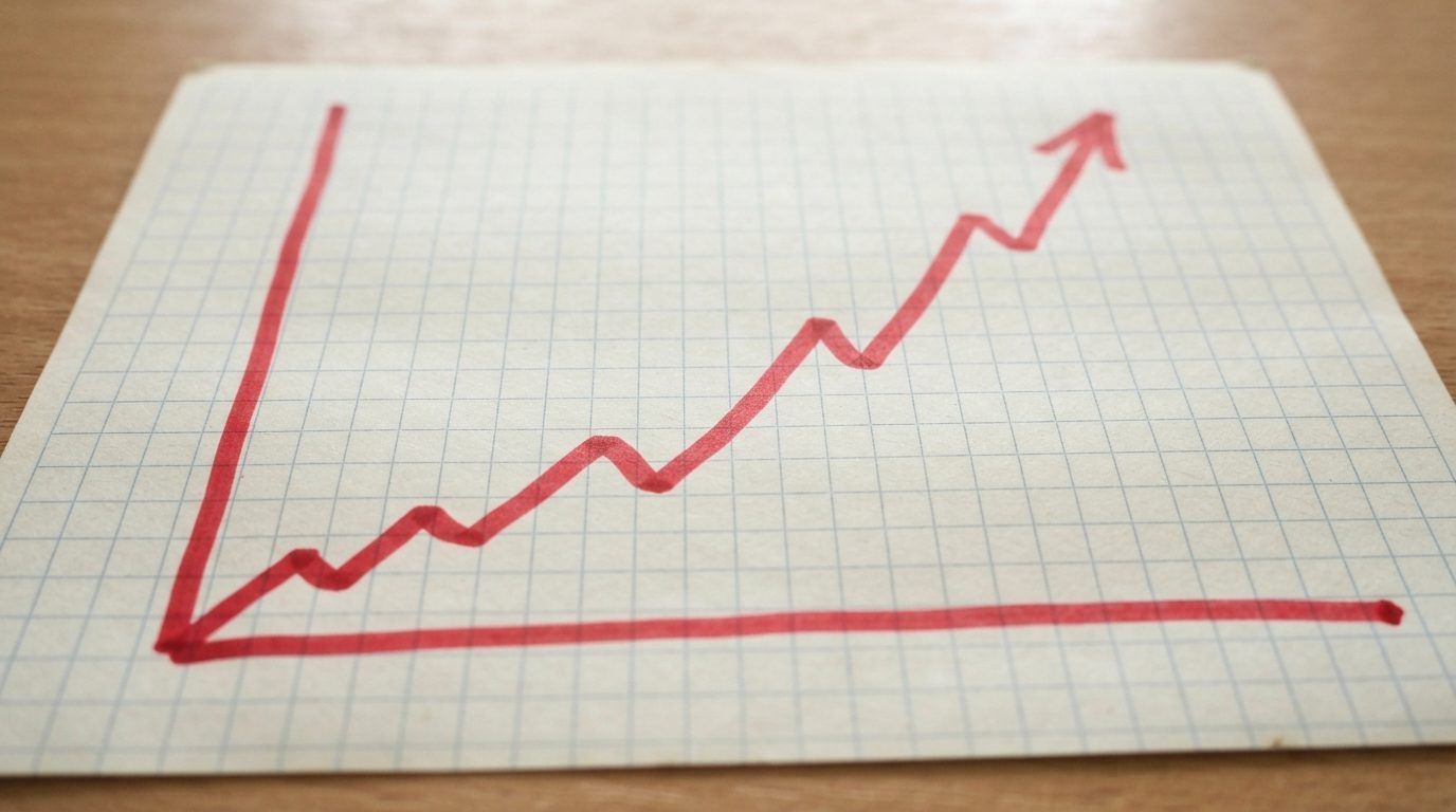 En kurve der stiger op til højre som symbol på rentestigninger